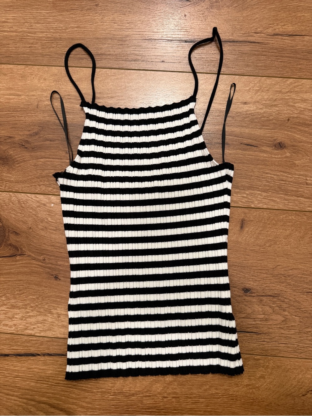 H&M Black & White Striped Ribbed Camisole